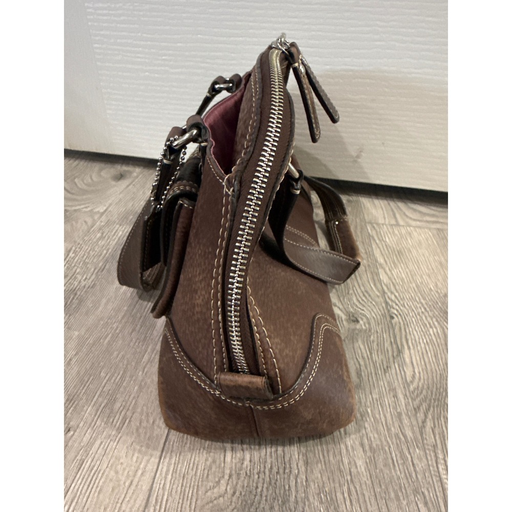 Coach Women's Brown Pebbled Leather Hampton Top Handle Satchel Bag F13963 - Picture 5 of 16